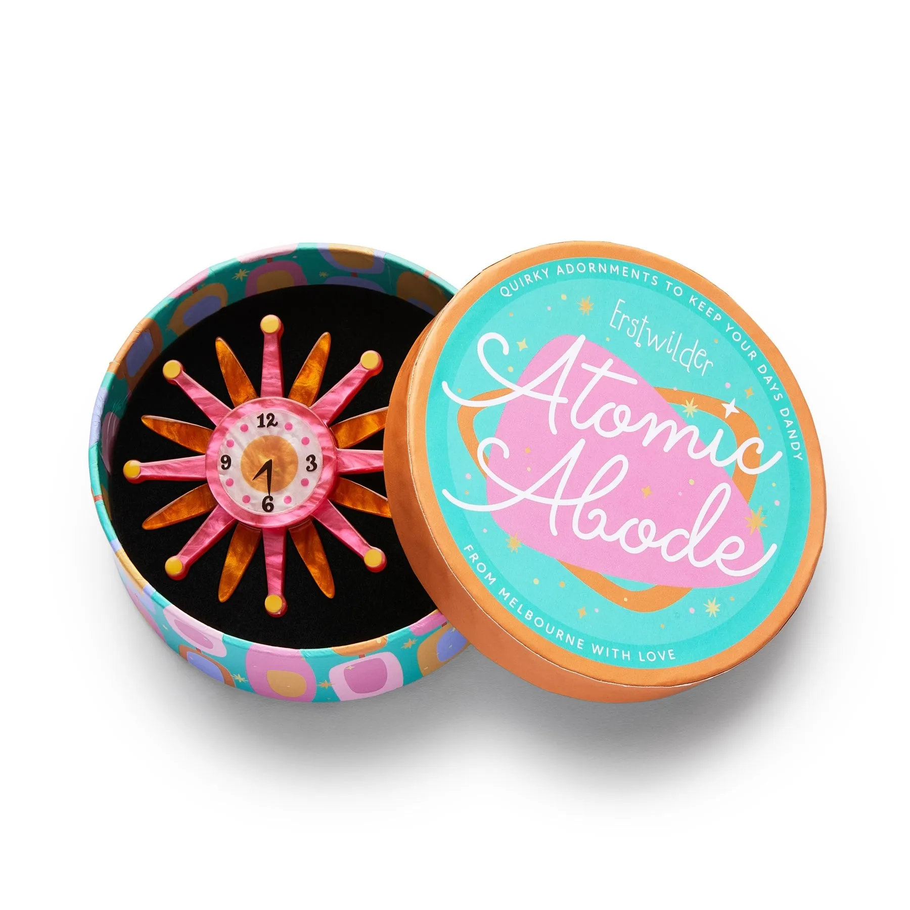 Atomic Abode Collection Starburst Clock Brooch