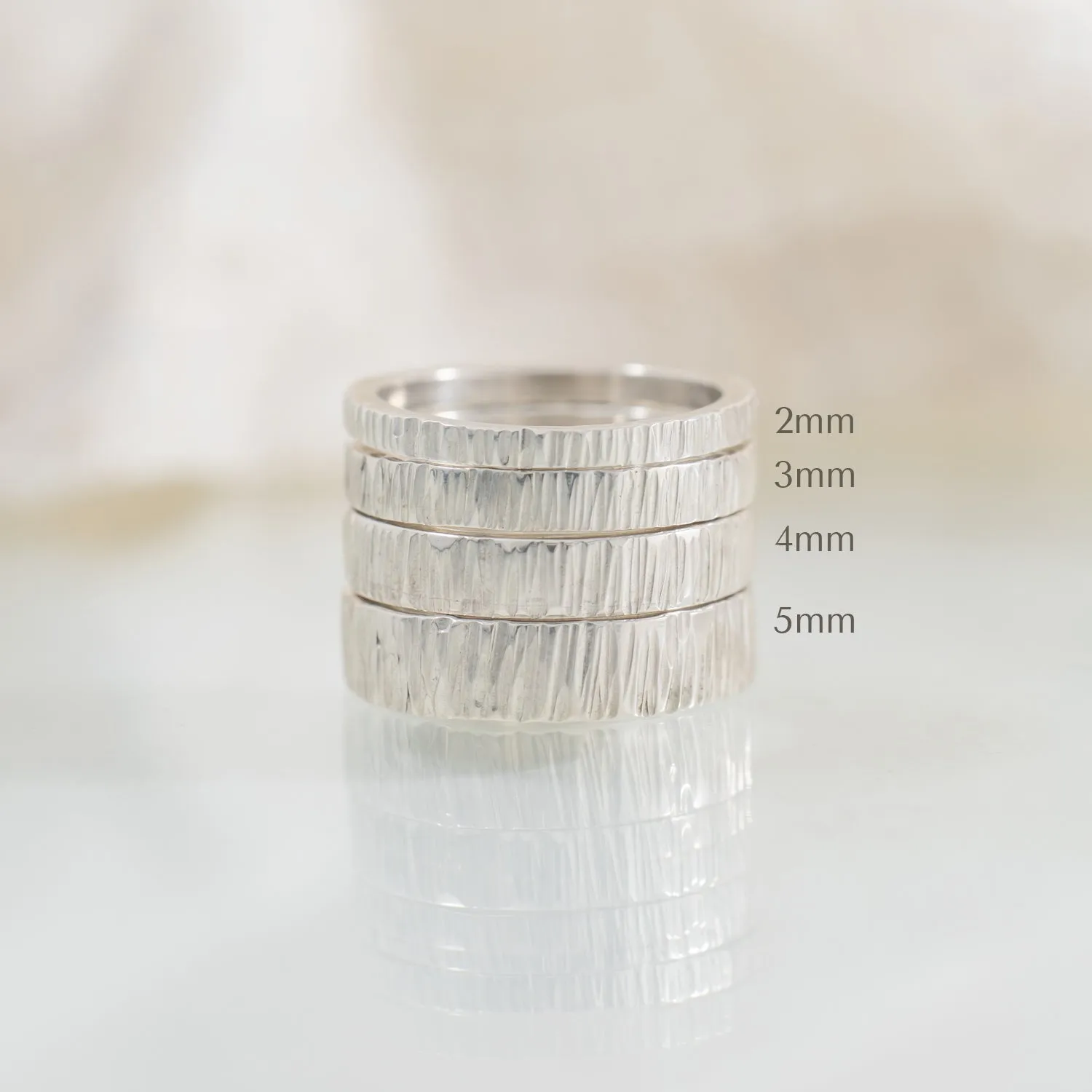 Bark 4mm Sterling Silver Band