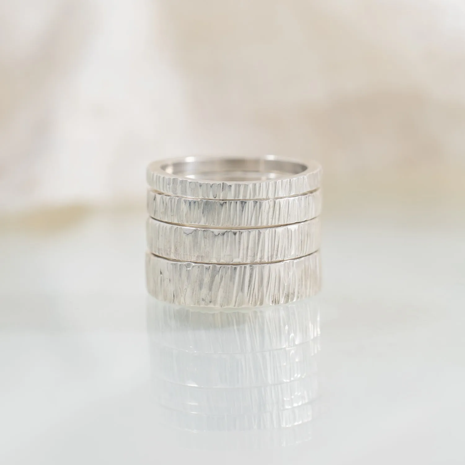 Bark 4mm Sterling Silver Band