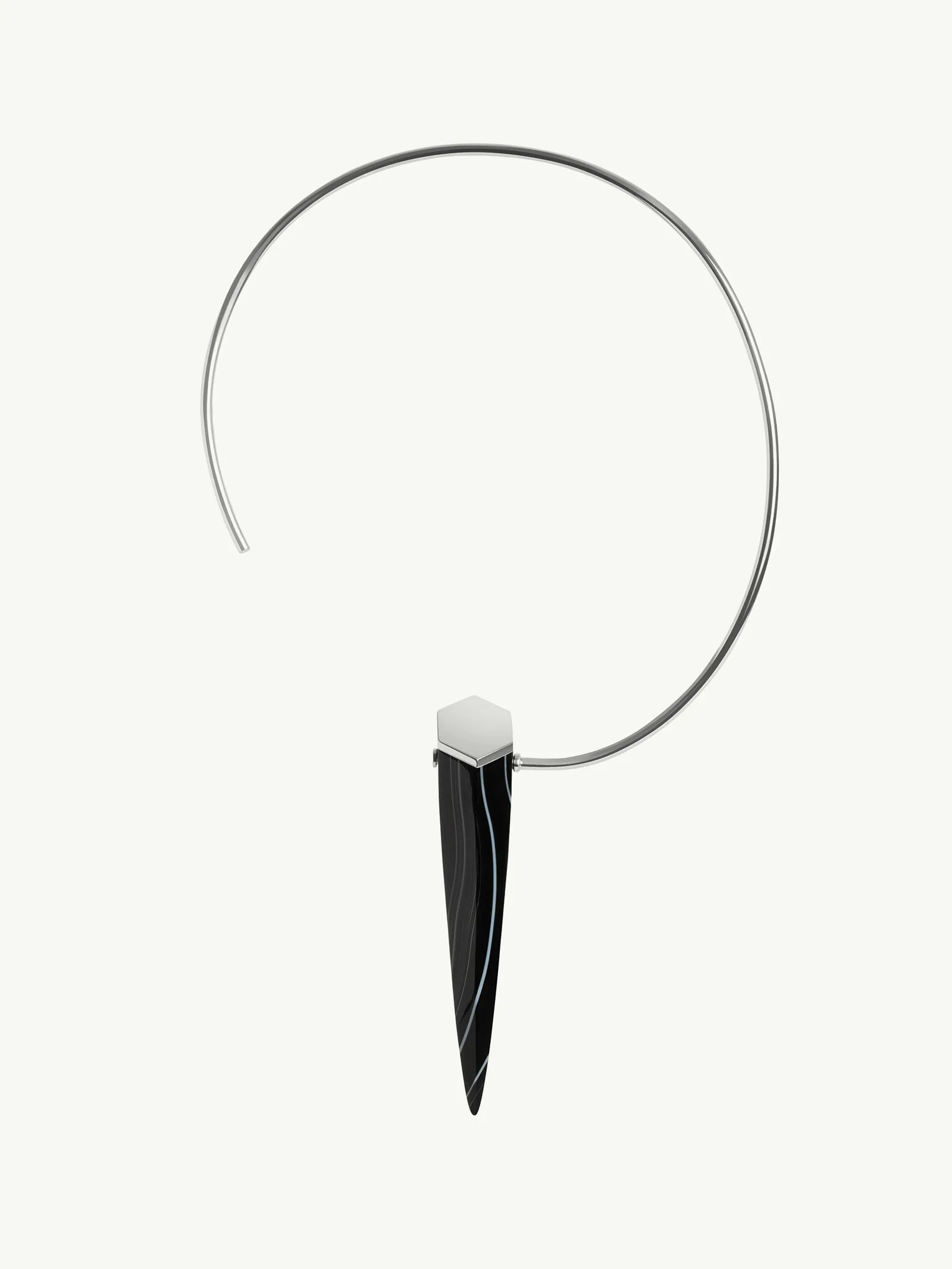 Black Onyx Pendulum Sculptural Necklace In Sterling Silver