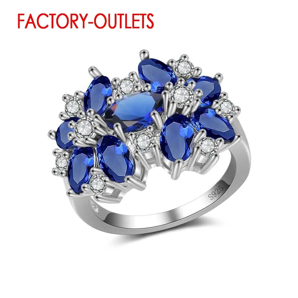 Blue Flower Rhinestone Ring