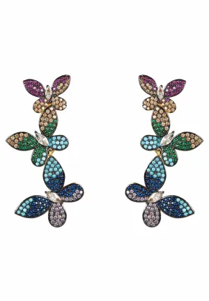 Butterfly Rainbow Drop Earrings Gold