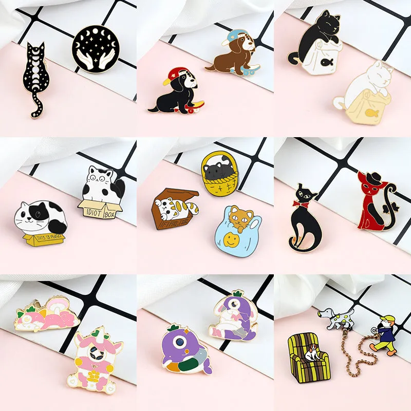 Cartoon Dog Enamel Pins Custom Fashion Badge