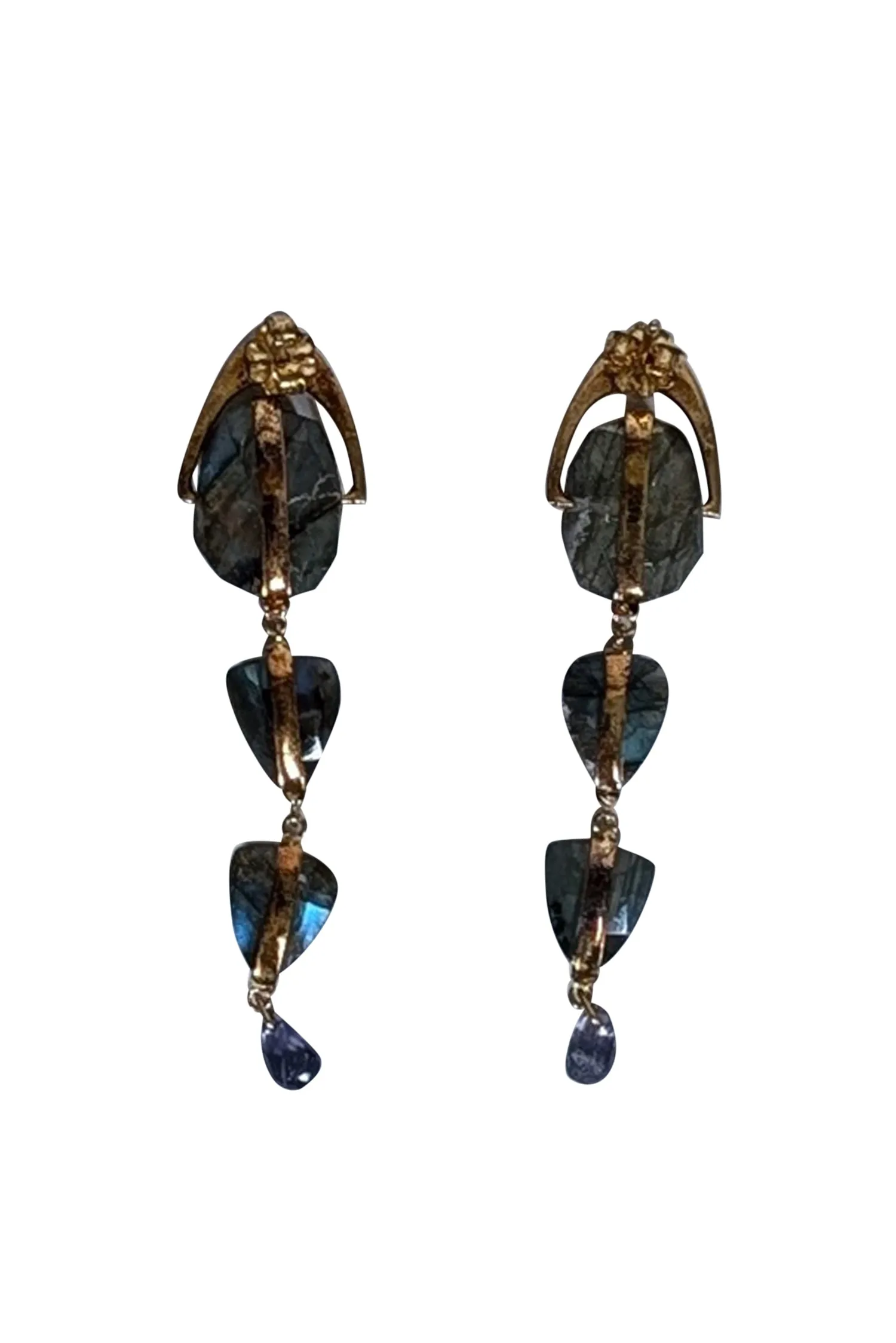 Chan Luu - Gold & Labradorite Mix Rise Dangle Earrings