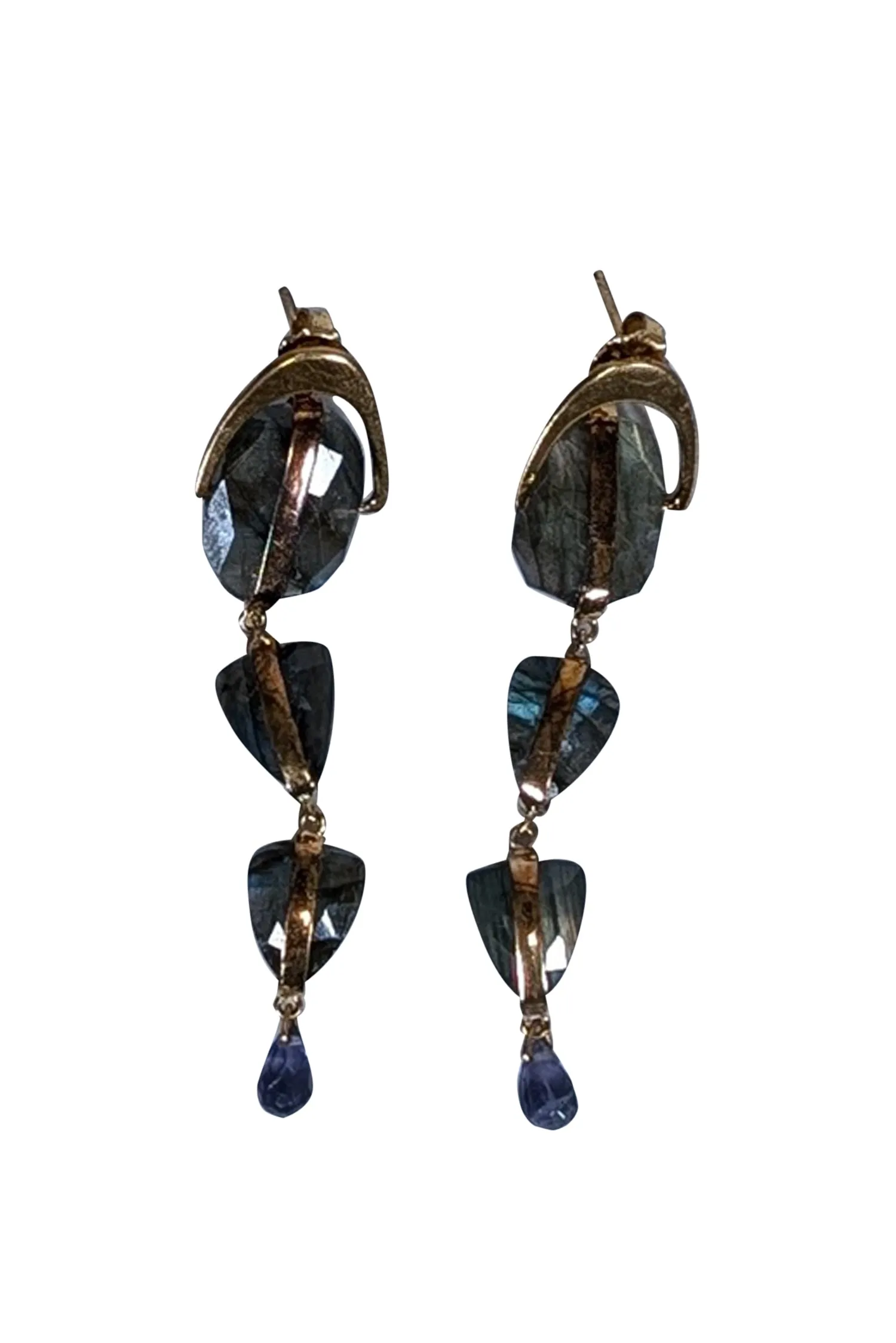 Chan Luu - Gold & Labradorite Mix Rise Dangle Earrings