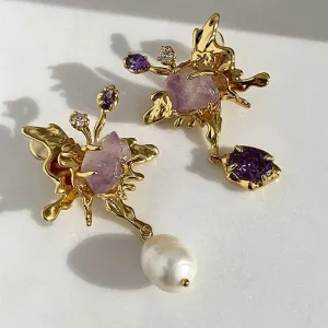 Charm Jewelry WB152: Baroque Freshwater Pearl Asymmetrical Earrings