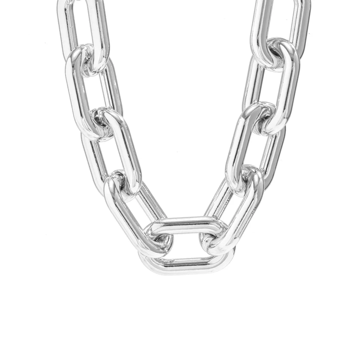 Chunky Silver Necklace Exaggerated Cross Chain