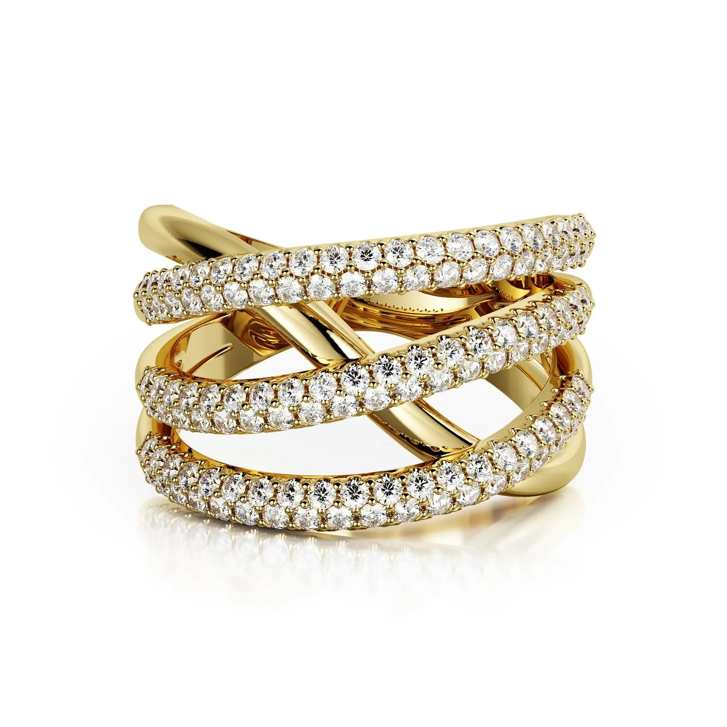 City Lights Pavé Natural Round cut Diamond Wedding Band in Yellow Gold