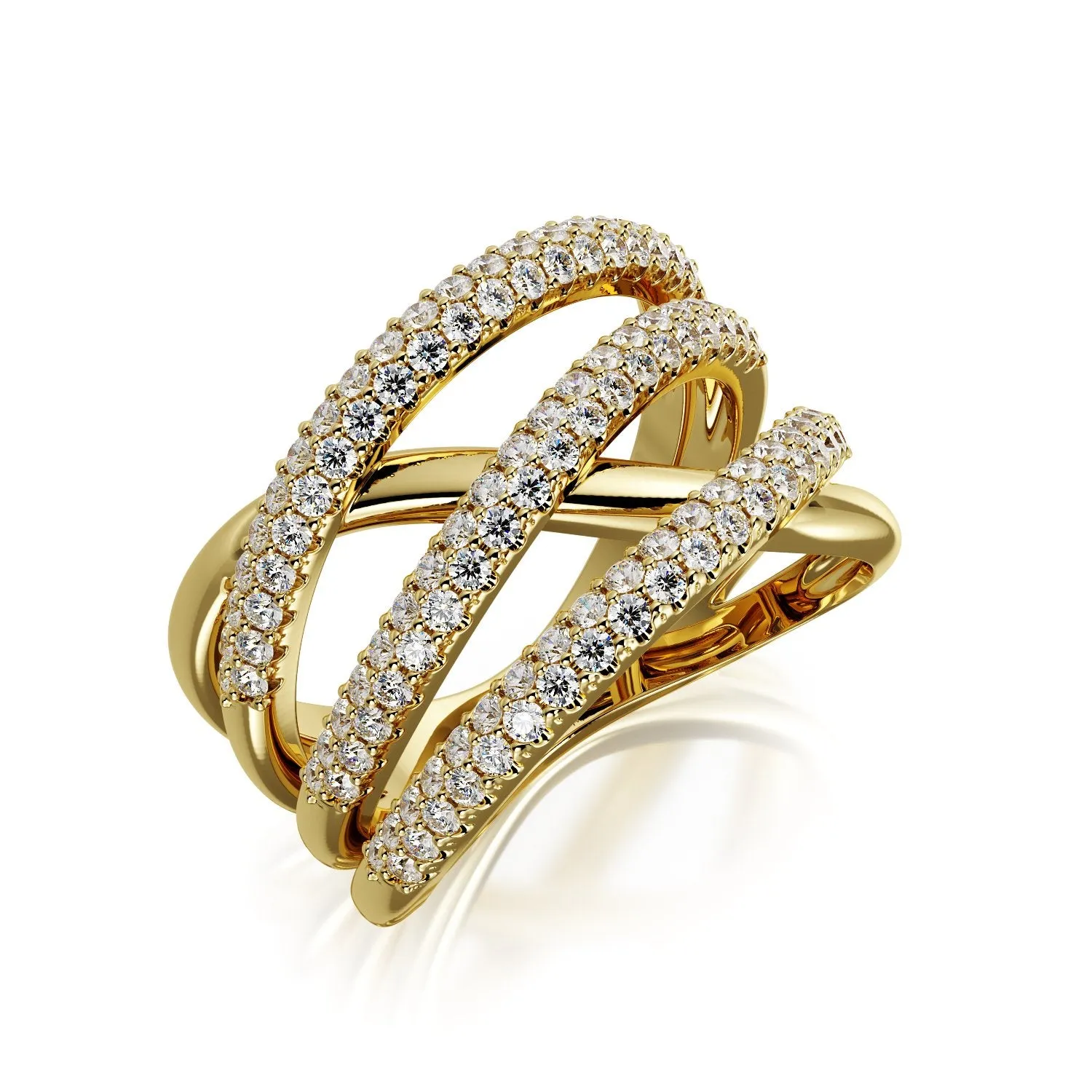 City Lights Pavé Natural Round cut Diamond Wedding Band in Yellow Gold