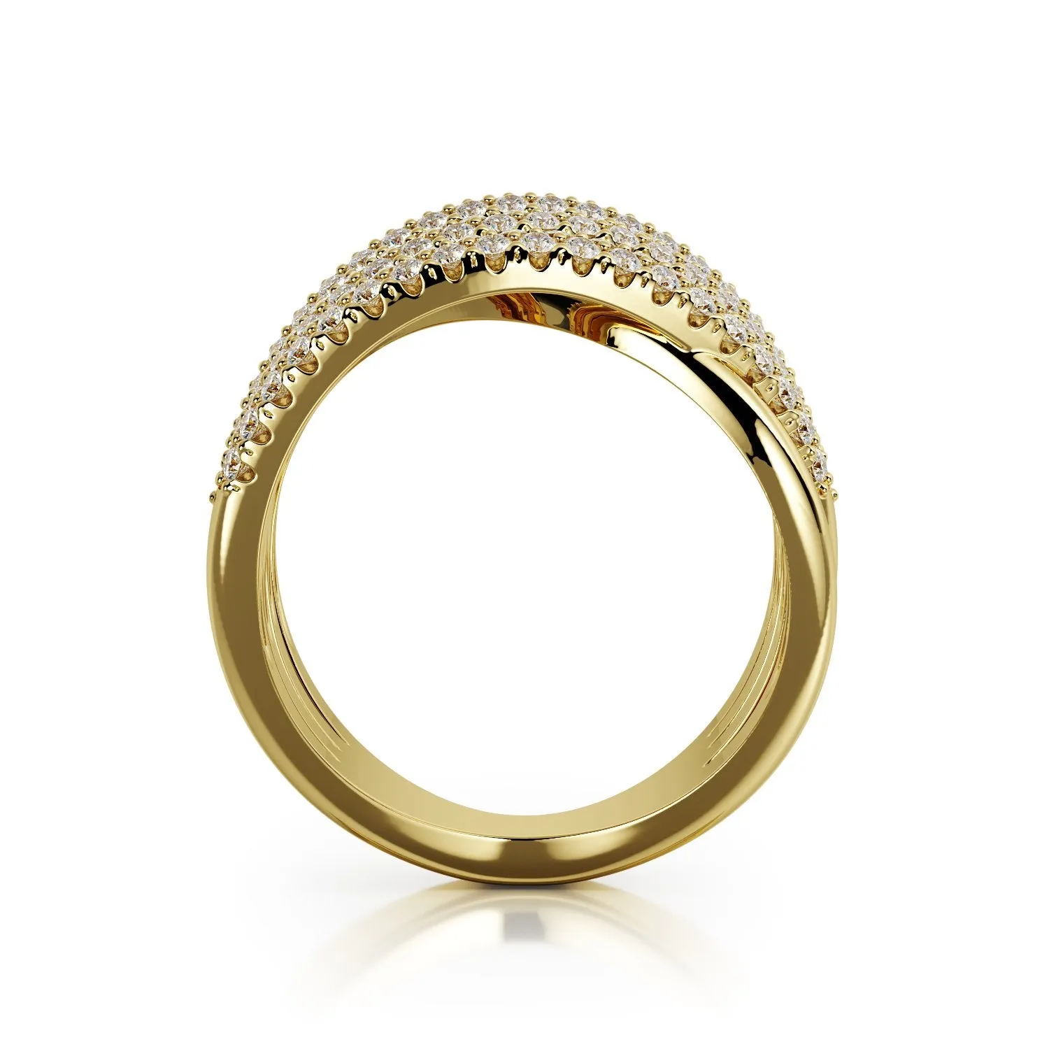 City Lights Pavé Natural Round cut Diamond Wedding Band in Yellow Gold