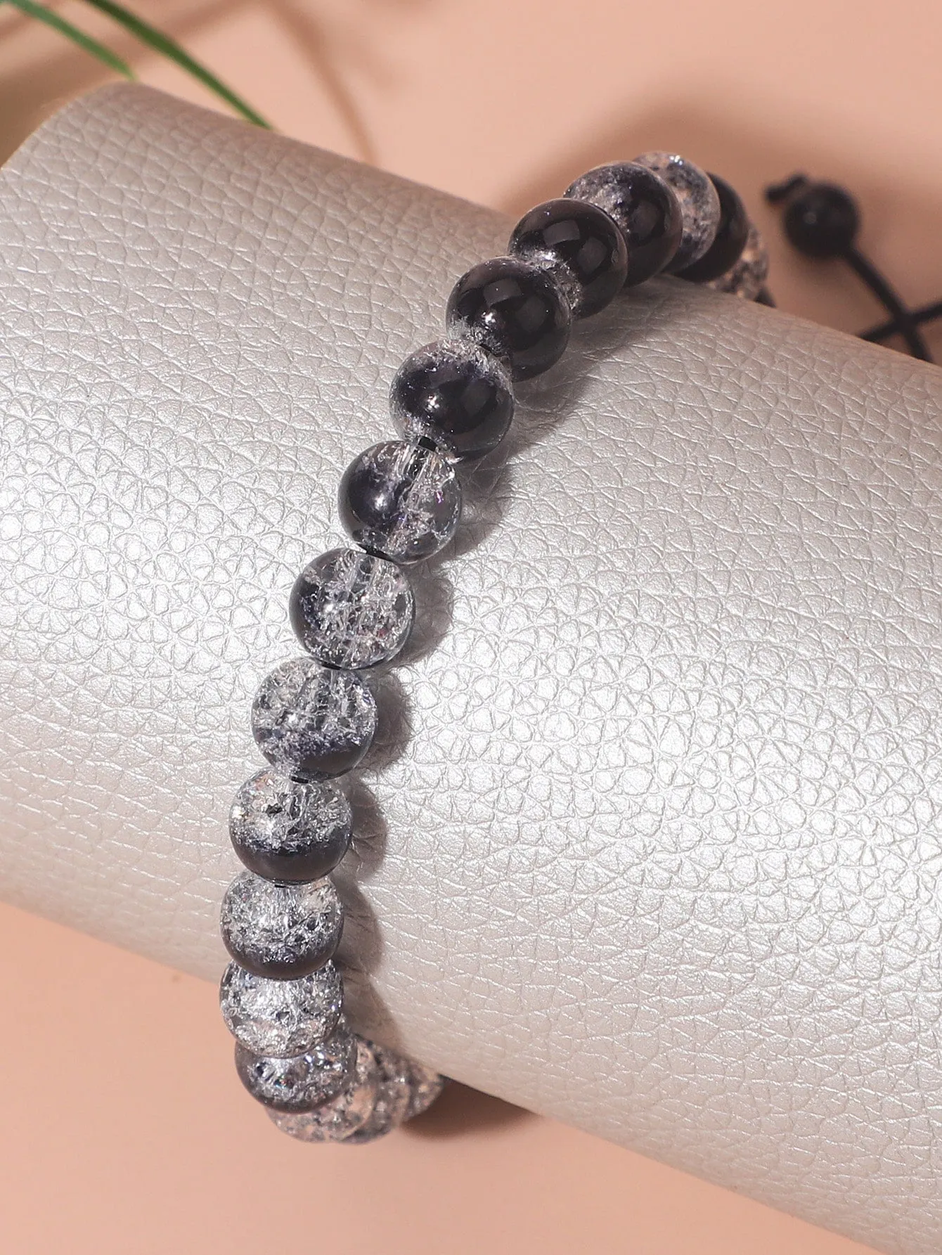 Clear Black Minimalist Beaded Braceletfor Women Men Adjustable Knot Crafted