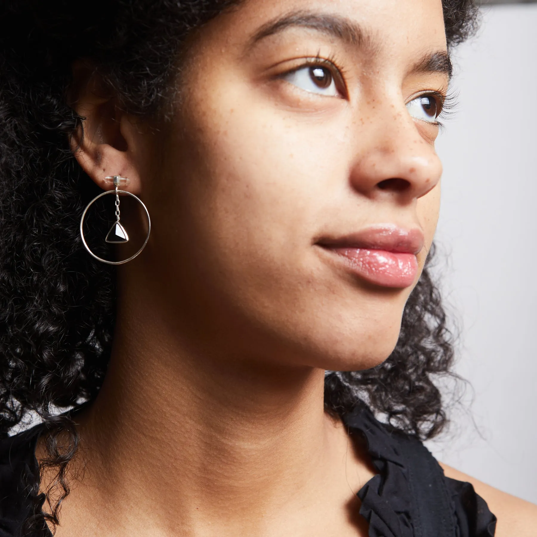 Clear Quartz & Black Tourmaline Earrings