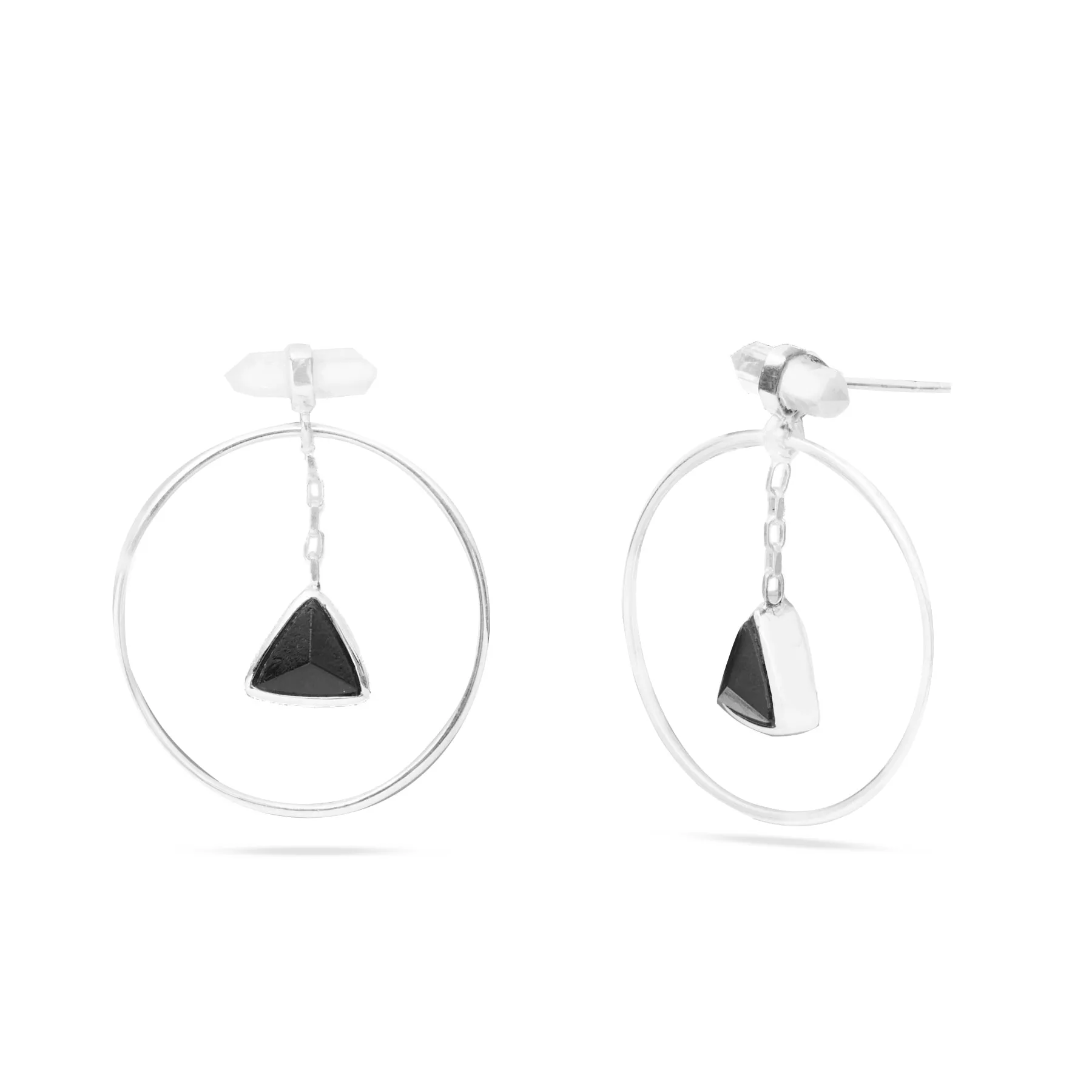 Clear Quartz & Black Tourmaline Earrings