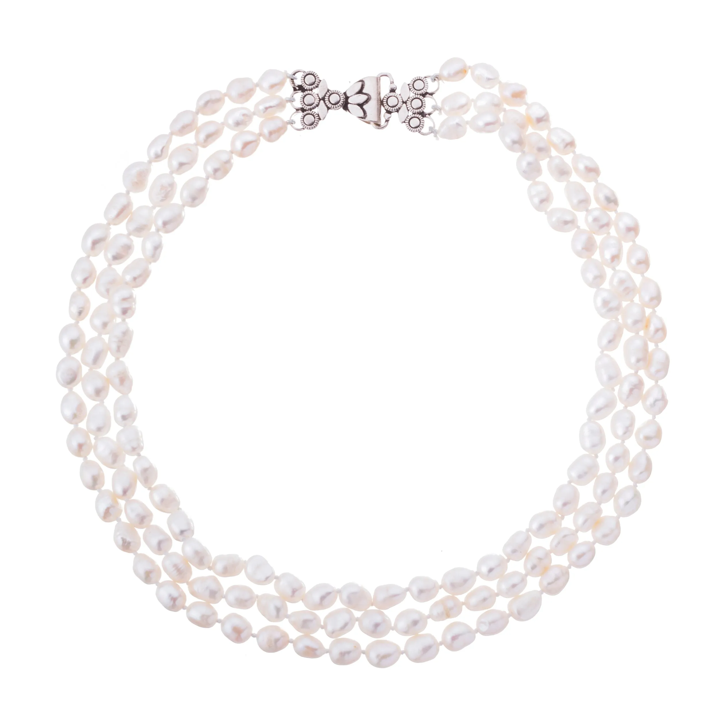 Coco Cultured Pearl Necklace, Sterling Silver