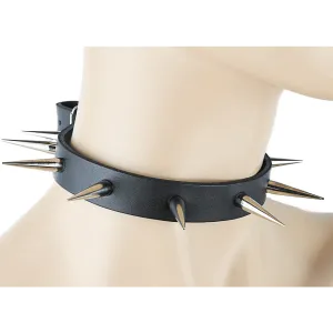 Coldwave Spiked Black Leather Choker