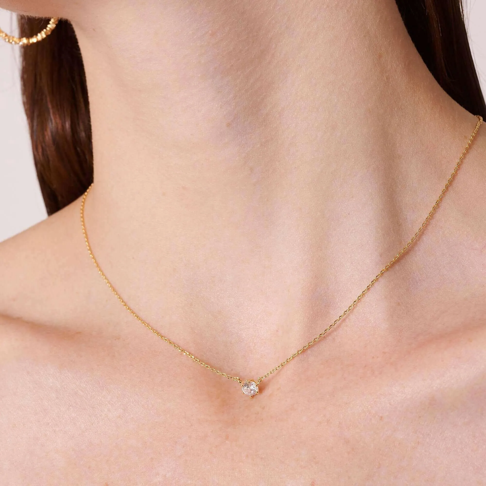 CZ Charm Gold Dip Short Necklace