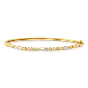 Dainty diamond shapes bangle, 14kt gold