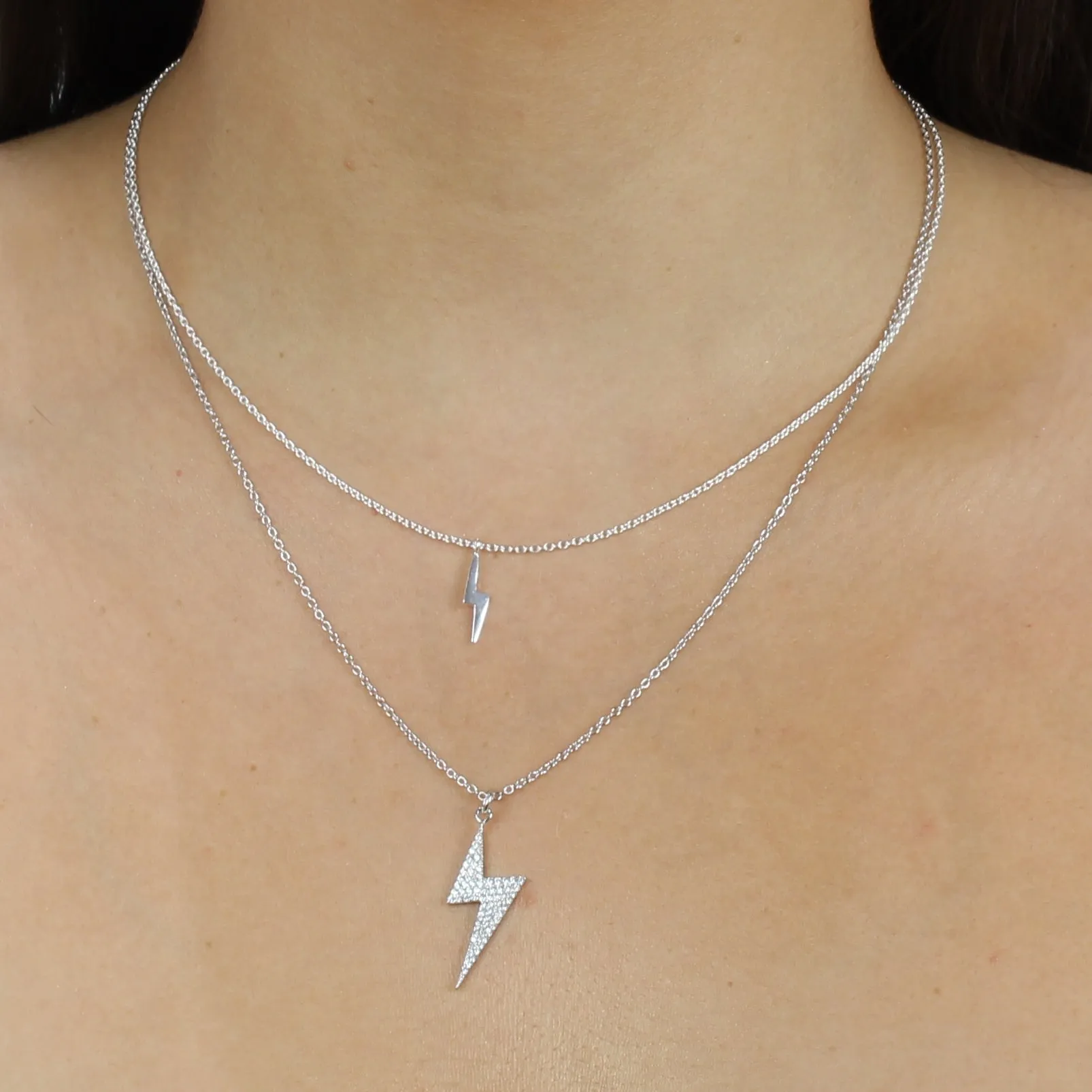 DANGLING PAVE LIGHTNING BOLT NECKLACE