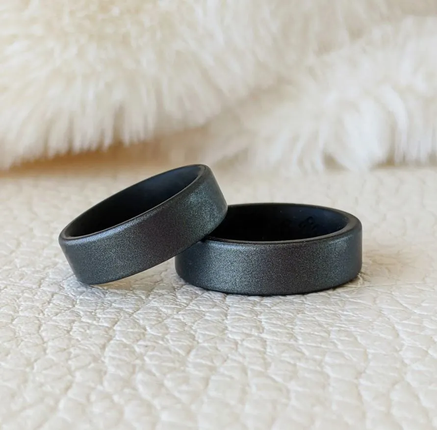 Dark Silver Dual Layer Breathable Silicone Ring