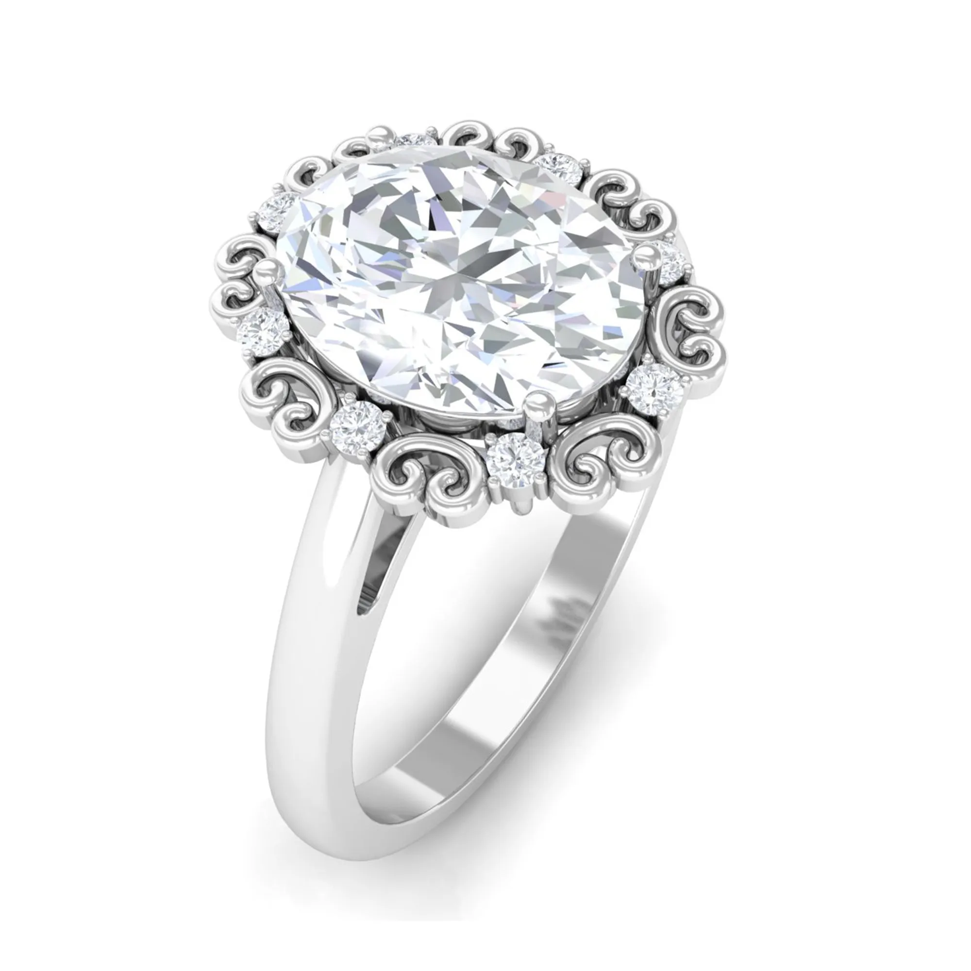 Designer Oval Cubic Zirconia Engagement Ring