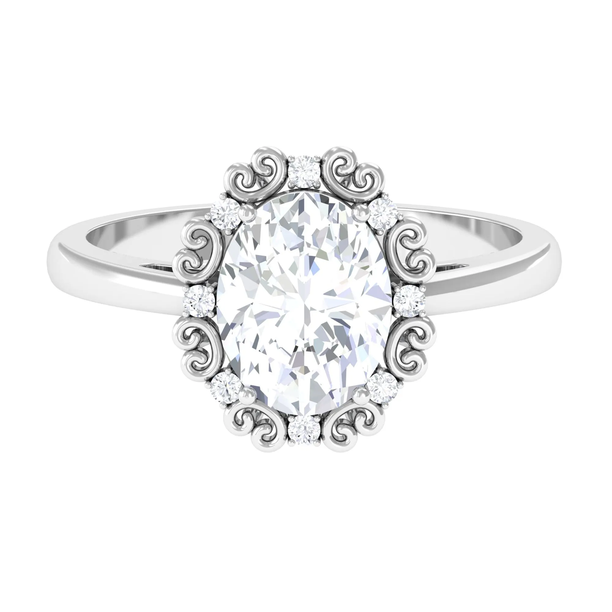 Designer Oval Cubic Zirconia Engagement Ring