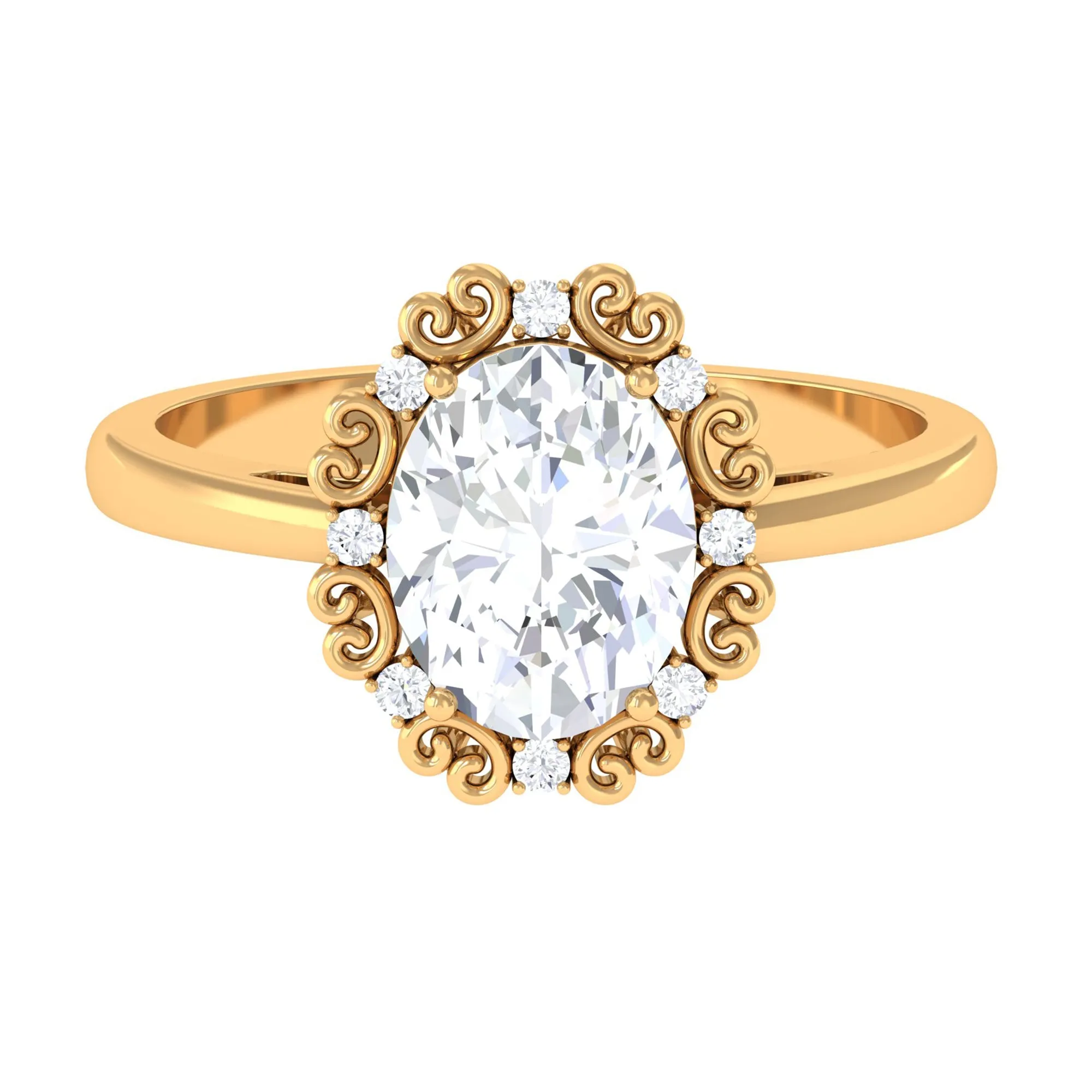 Designer Oval Cubic Zirconia Engagement Ring