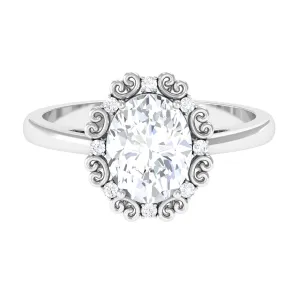 Designer Oval Cubic Zirconia Engagement Ring