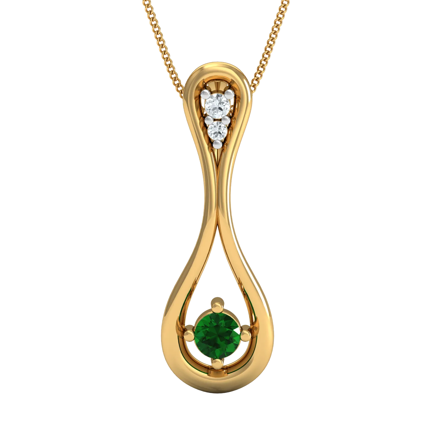 Diva Emerald Green Pendant (Gold Plated 925 Sterling Silver)