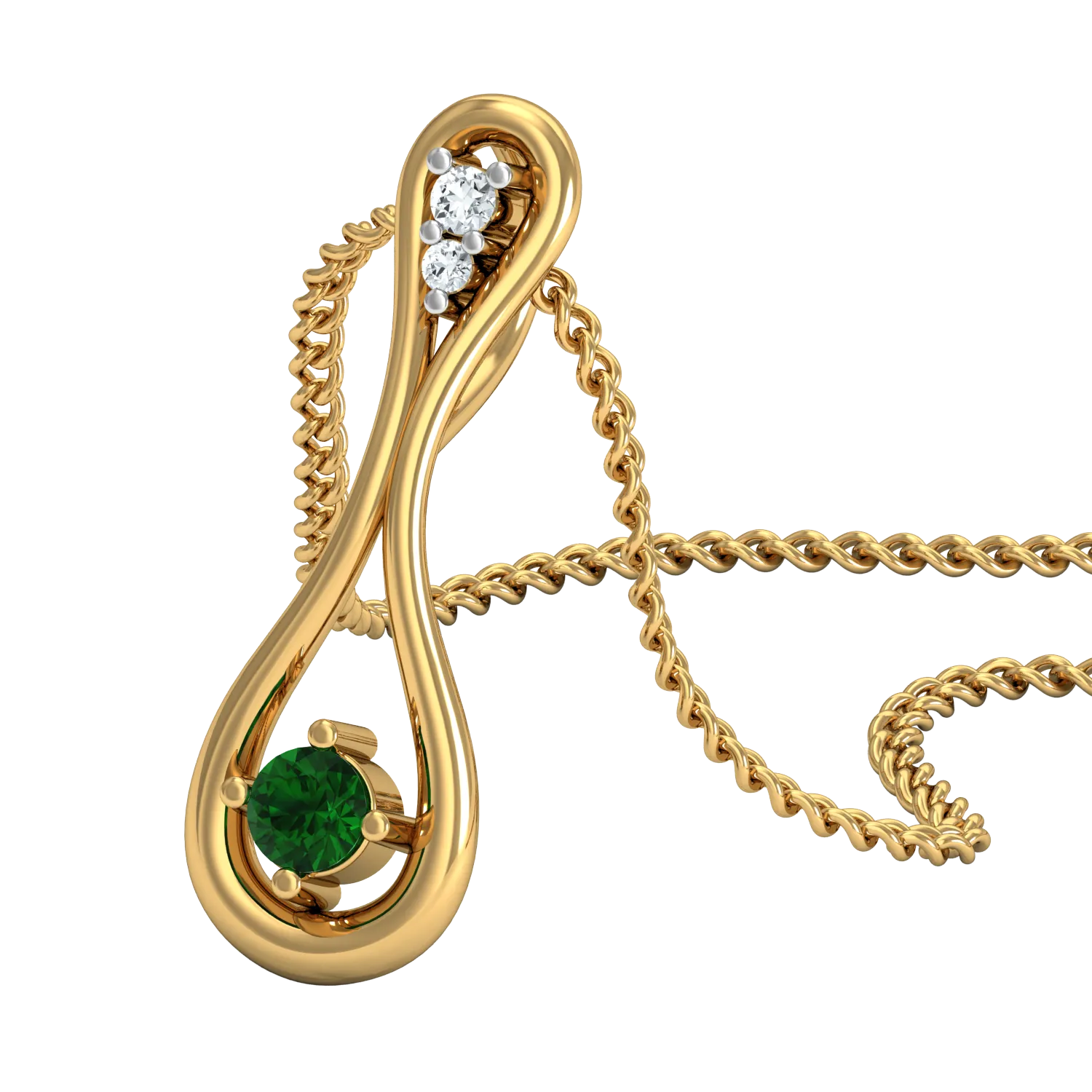 Diva Emerald Green Pendant (Gold Plated 925 Sterling Silver)