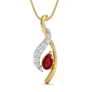 Dive Maroon Tear Drop Pendant (Gold Plated 925 Sterling Silver)