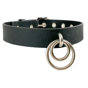 Double O-Ring Thick Leather Choker