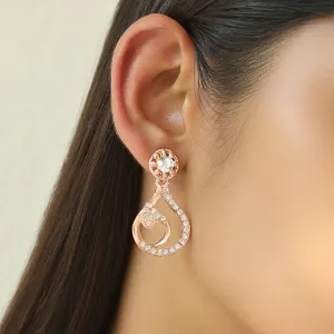 Elegant  Rose Gold Filigree Diamonti Studs With Tear Drop Earrings