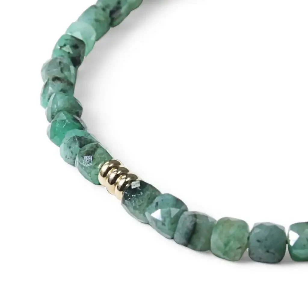 Emerald & 14K Gold Minimalist Bracelet