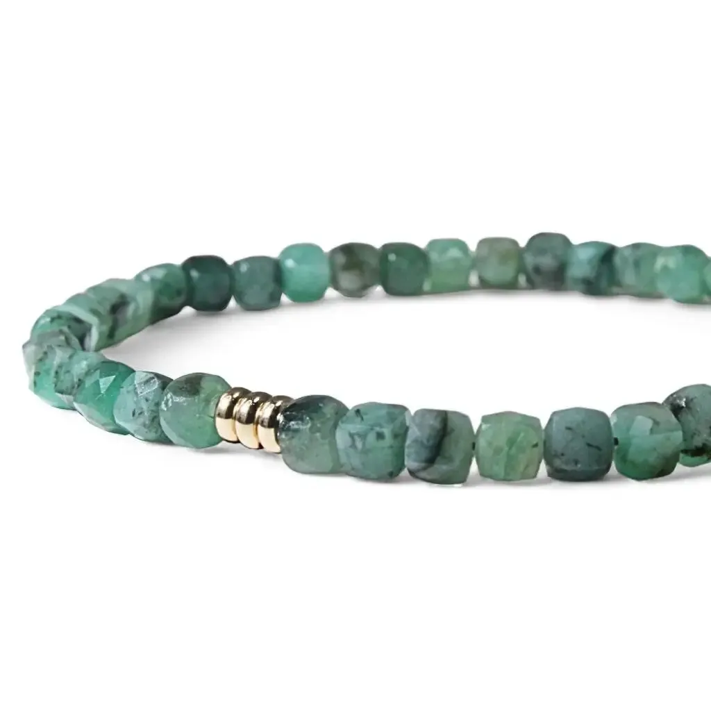 Emerald & 14K Gold Minimalist Bracelet