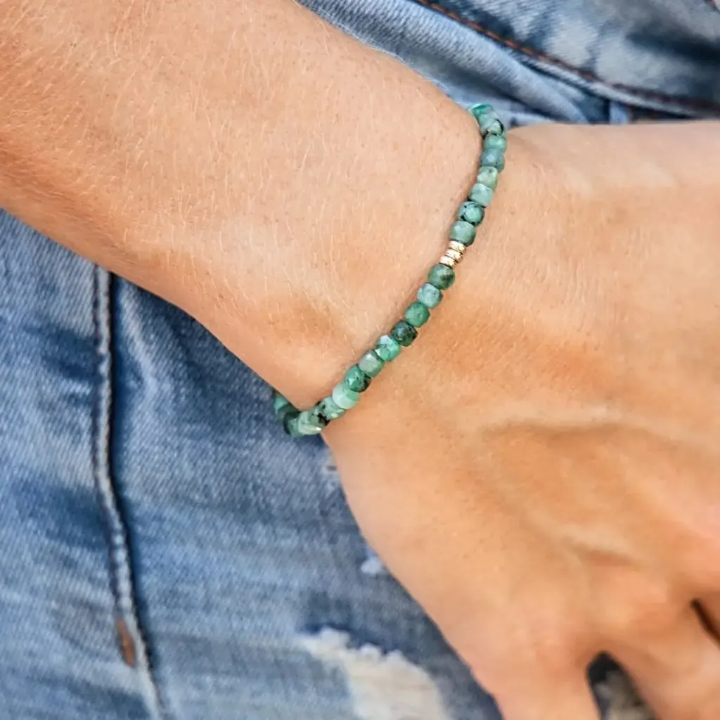 Emerald & 14K Gold Minimalist Bracelet