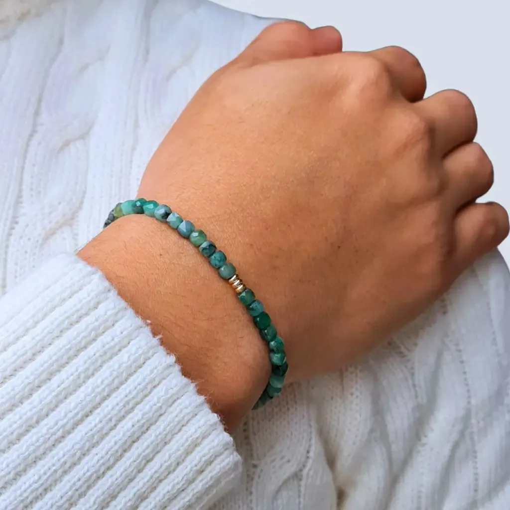 Emerald & 14K Gold Minimalist Bracelet