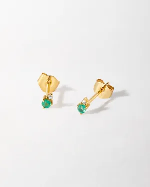 Emerald Diamond Stud Earrings