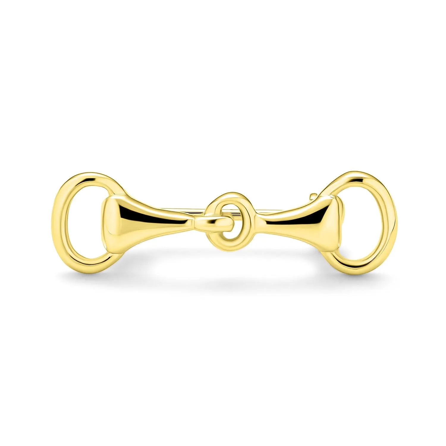 Equestrian Gift Double Bit Horse Snaffle Brooche Pin 14K Gold Plated Silver