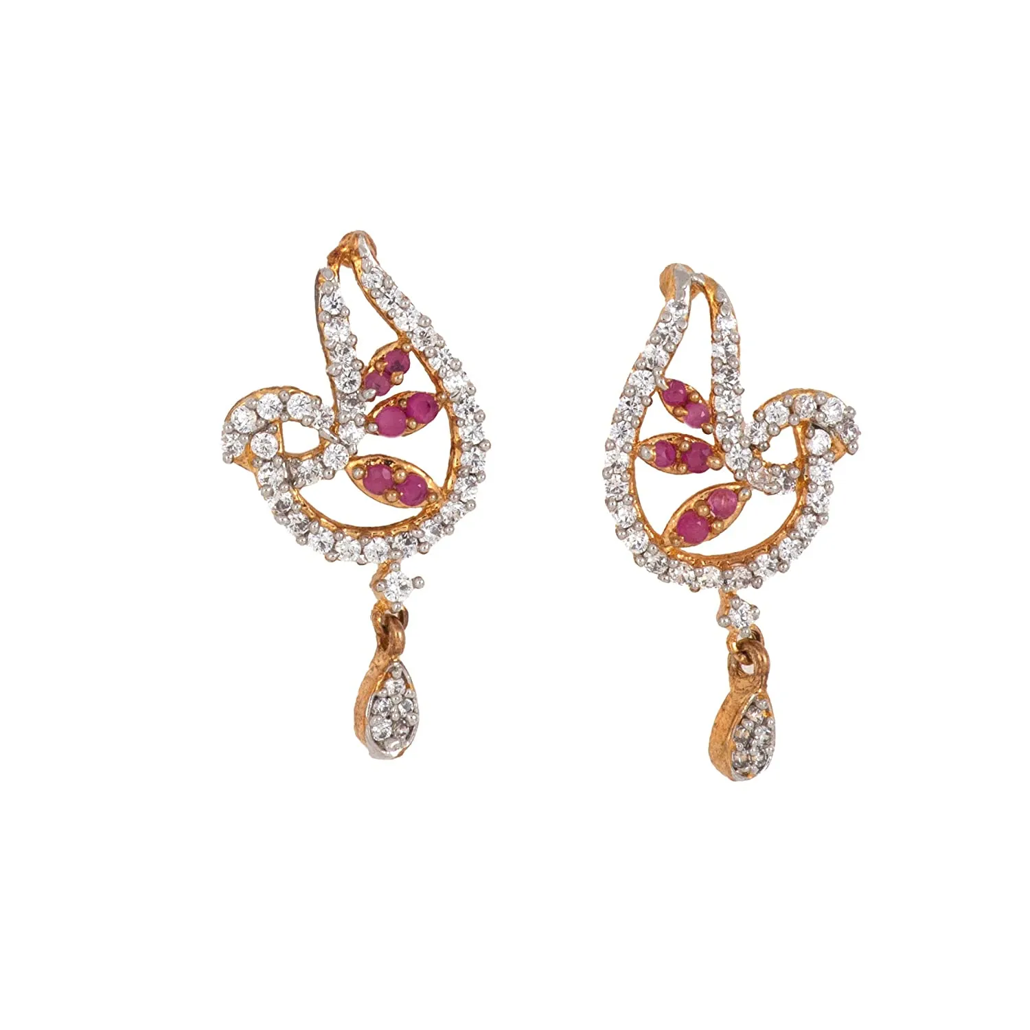 Estele Trendy and Fancy Pendant Set with Ruby Stones for Women