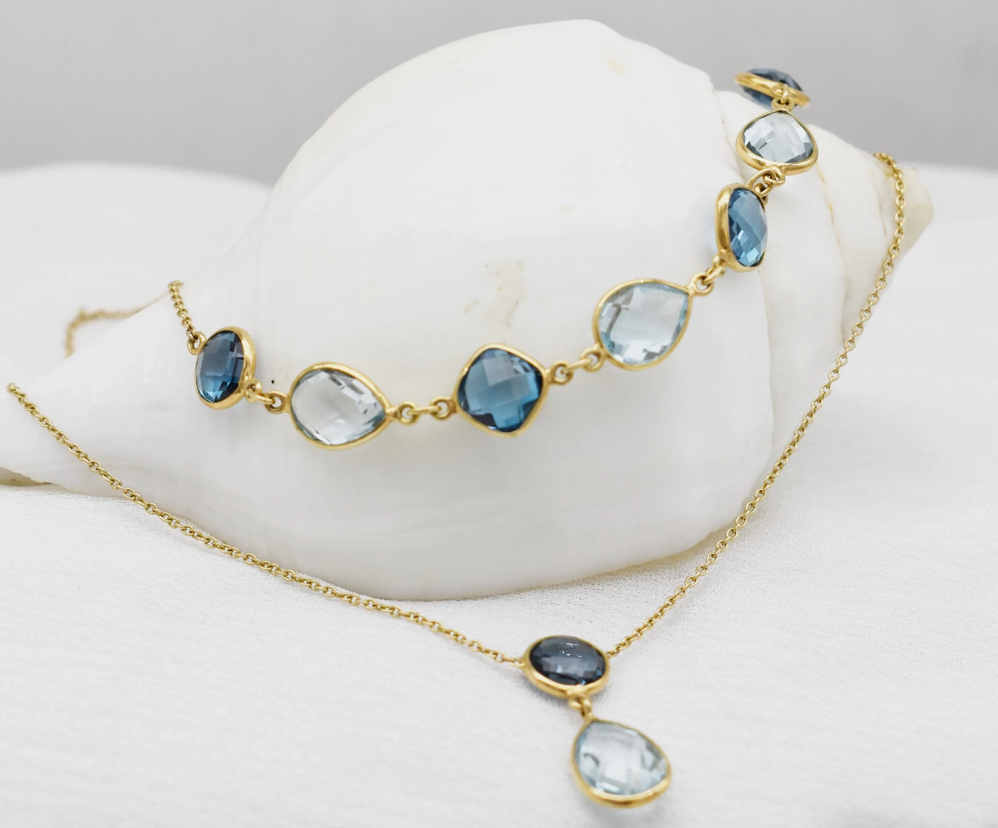 Exquisite Double layered London Sky Blue topaz necklace|