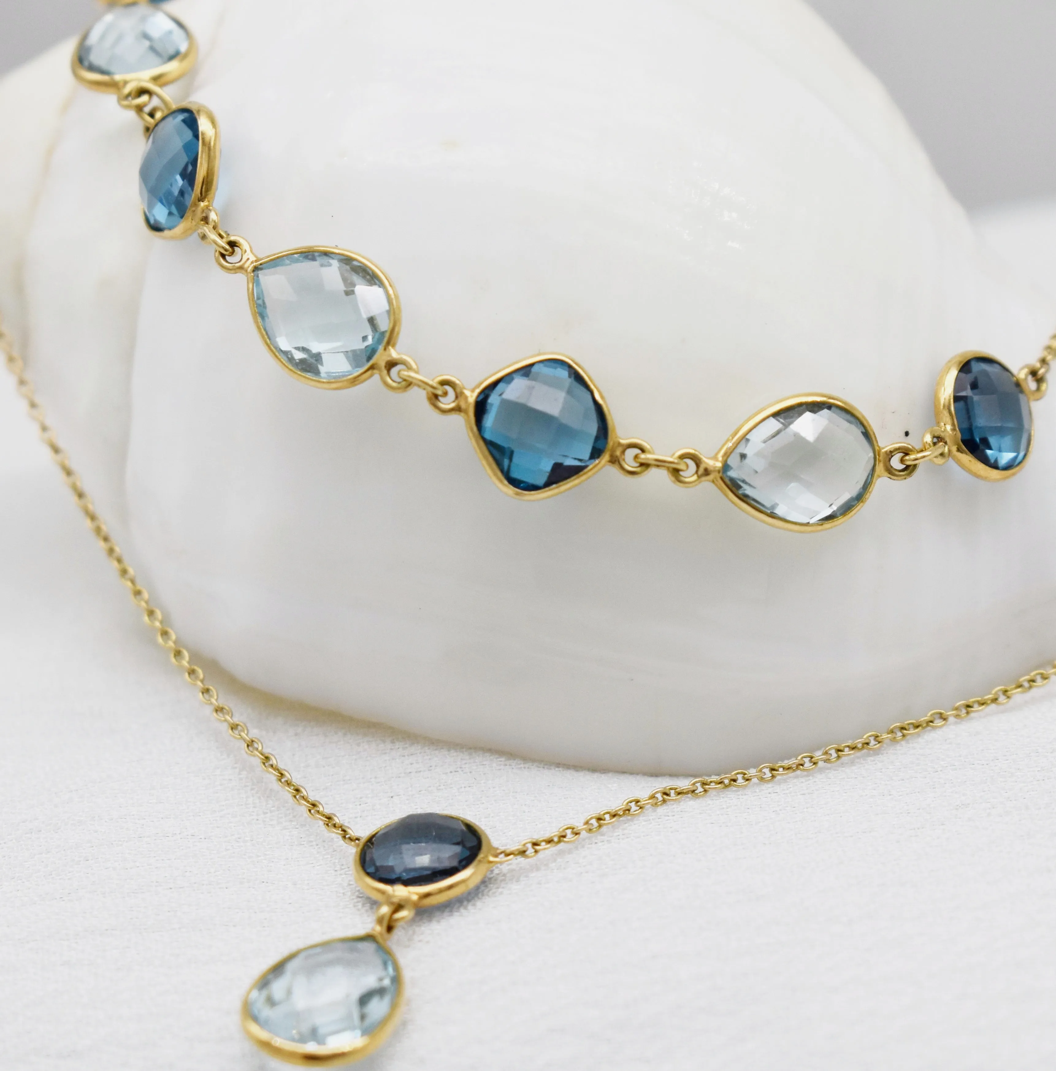 Exquisite Double layered London Sky Blue topaz necklace|