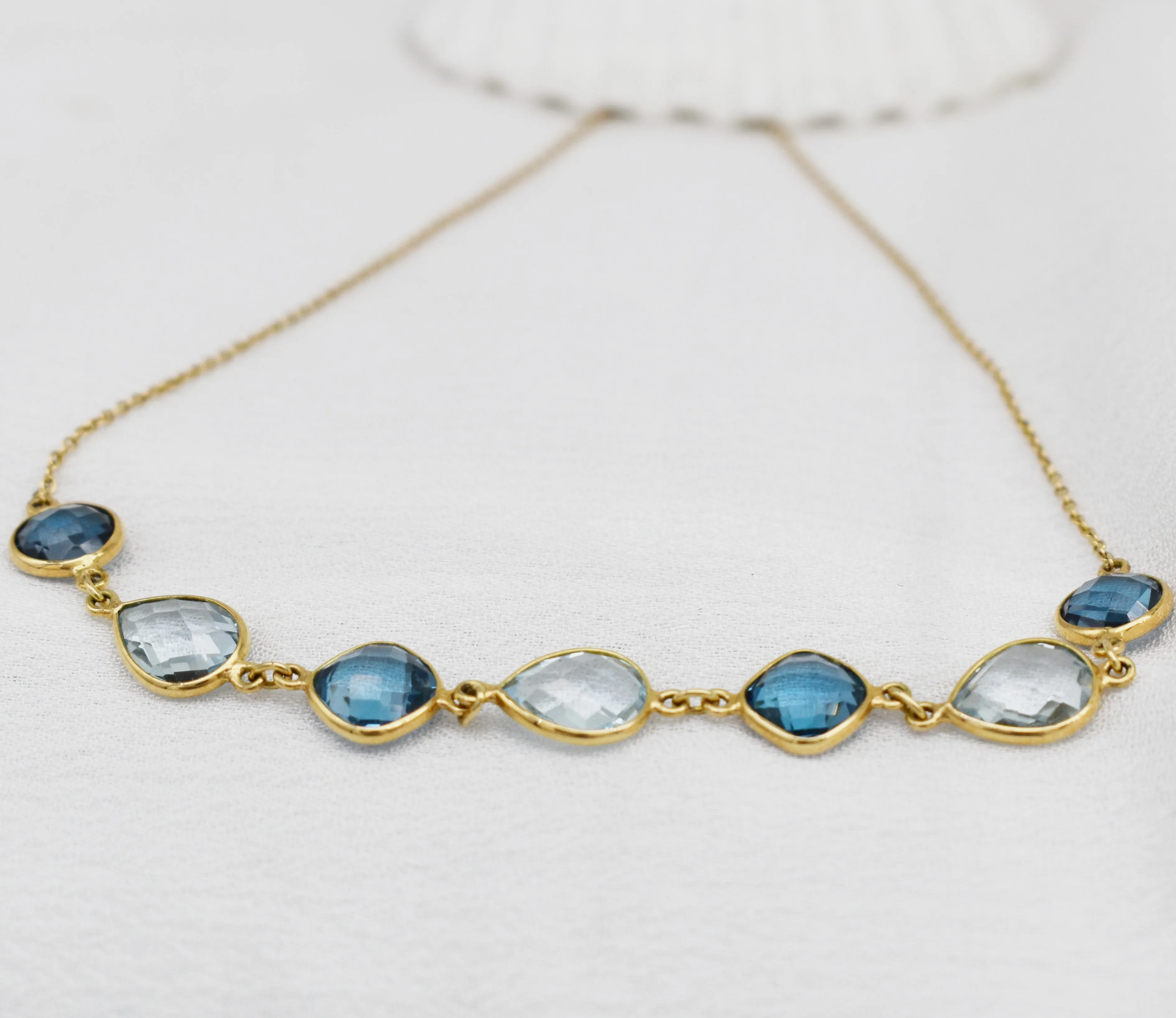 Exquisite Double layered London Sky Blue topaz necklace|