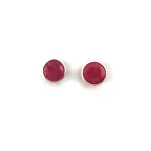 Faceted Ruby Studs - 8mm