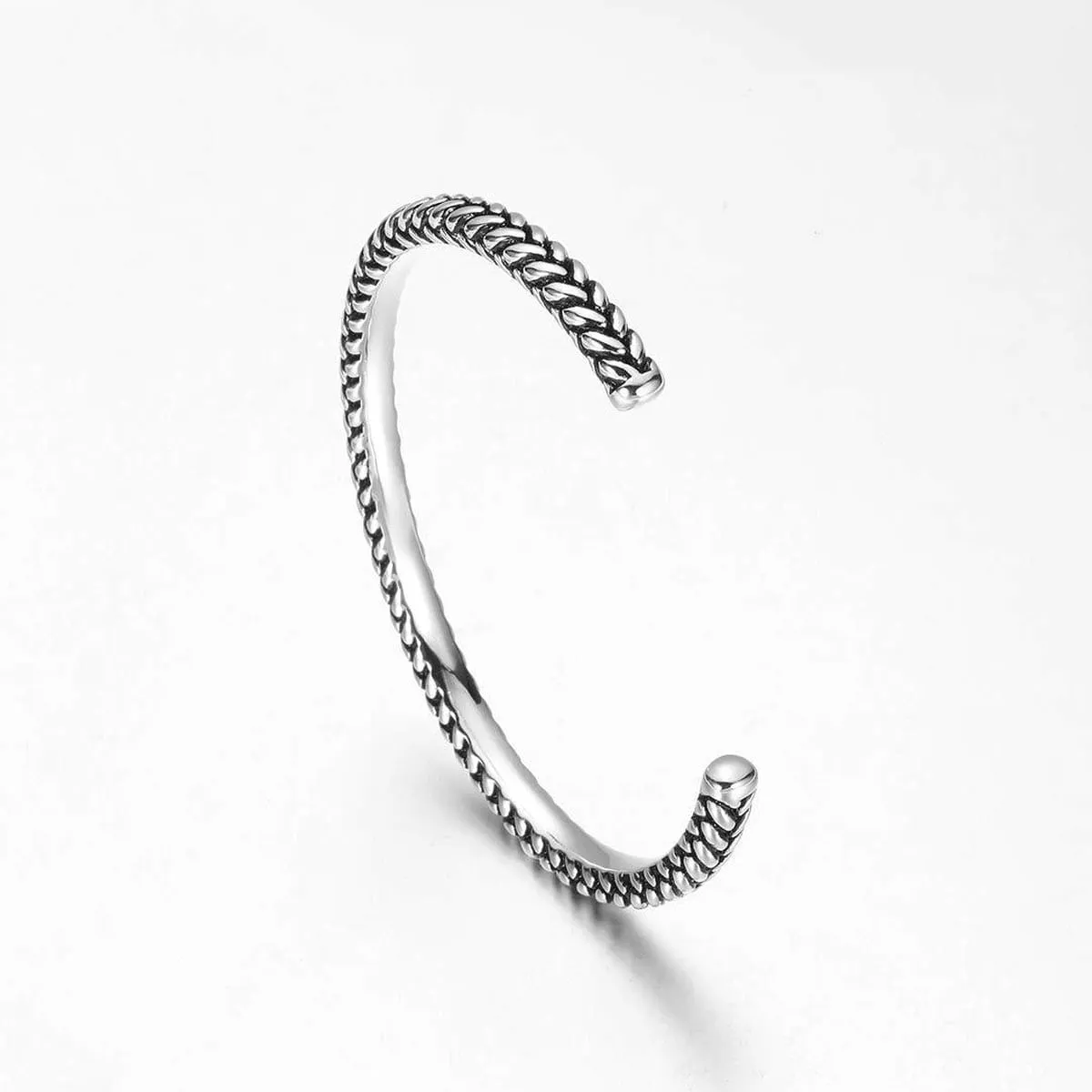 FANCIME Intrepidity Mens Open Cuff 925 Sterling Silver Bracelet