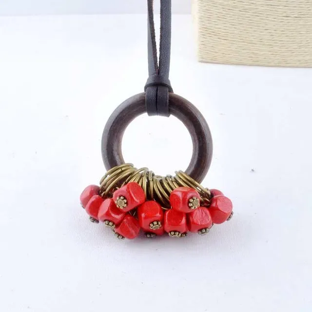 Fashion New statement necklace Necklaces Women Jewelry Wooden Beads collier collares necklace women kolye vintage maxi necklace