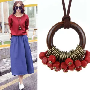 Fashion New statement necklace Necklaces Women Jewelry Wooden Beads collier collares necklace women kolye vintage maxi necklace