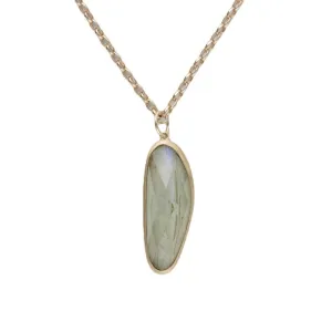 French Retro Asymmetric Labradorite Pendant