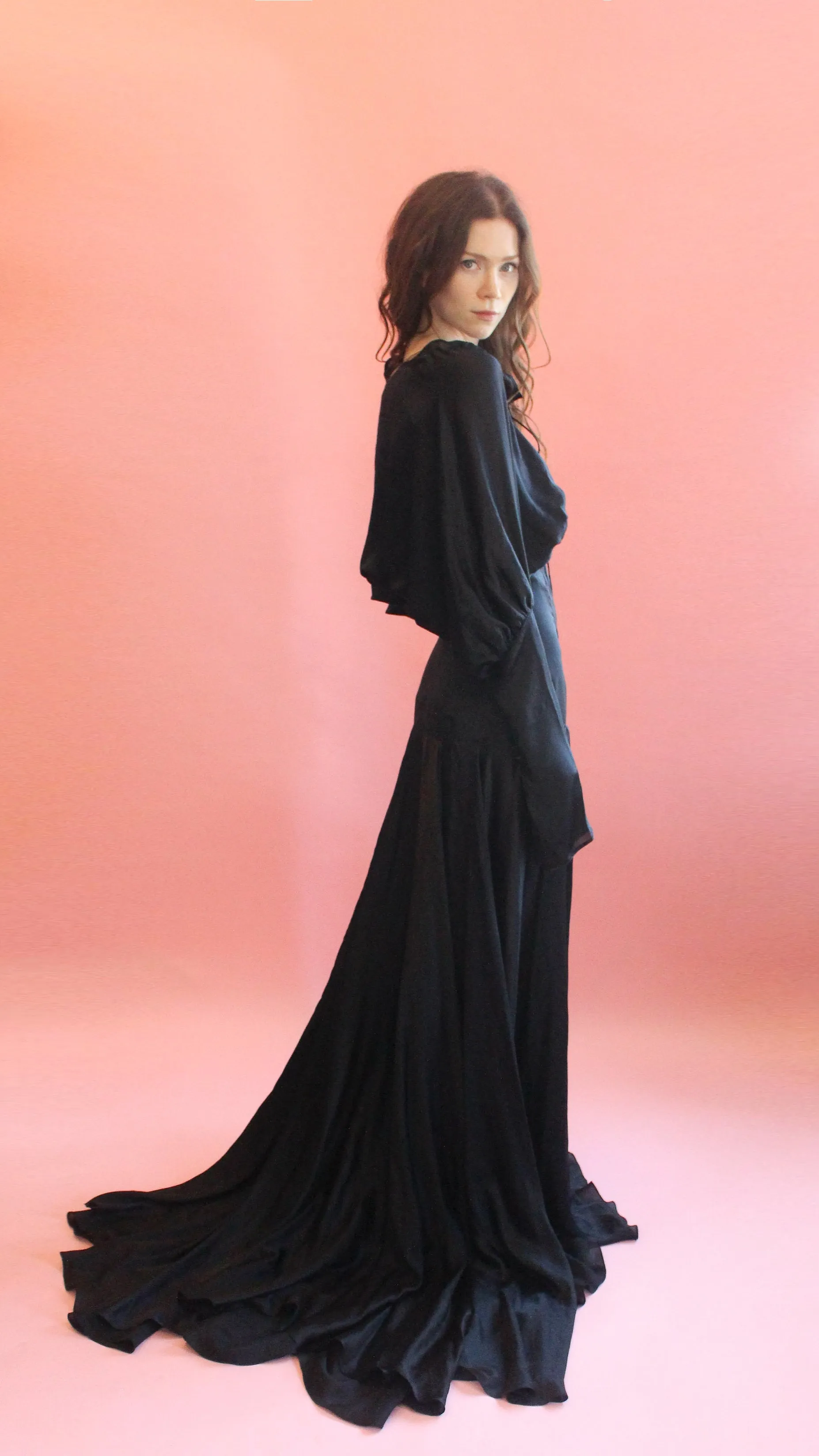 Gianfranco Ferre Black Silk Gown