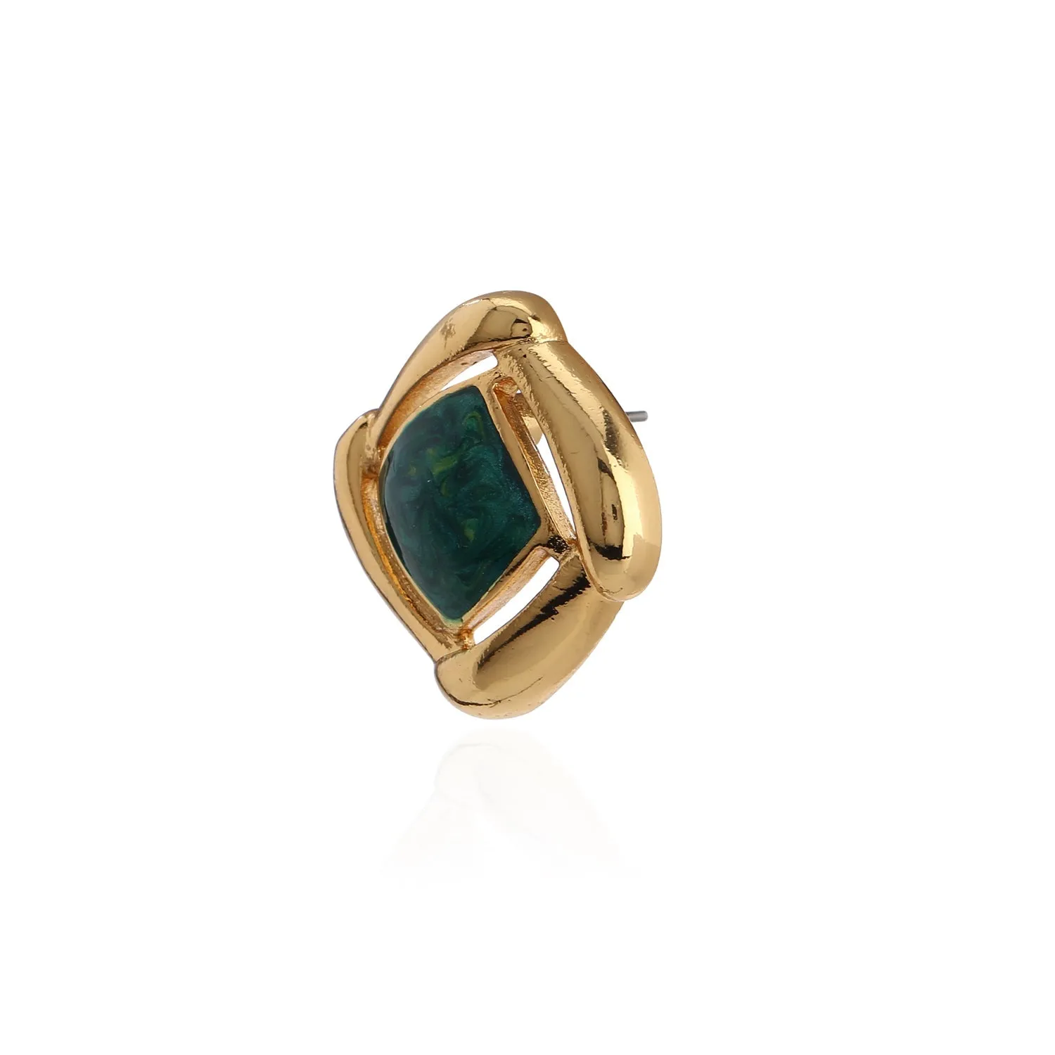 Gift Gold With Green Enamel Earrings