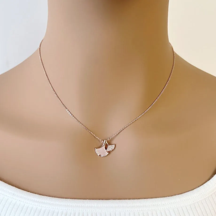 Gingko Leaf Mother of Pearl  Necklace